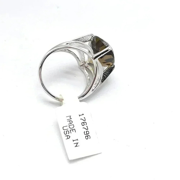UNCAS Sterling Silver .925 Large Lab Smokey Topaz Filigree Ring Size 6 - Picture 5 of 6